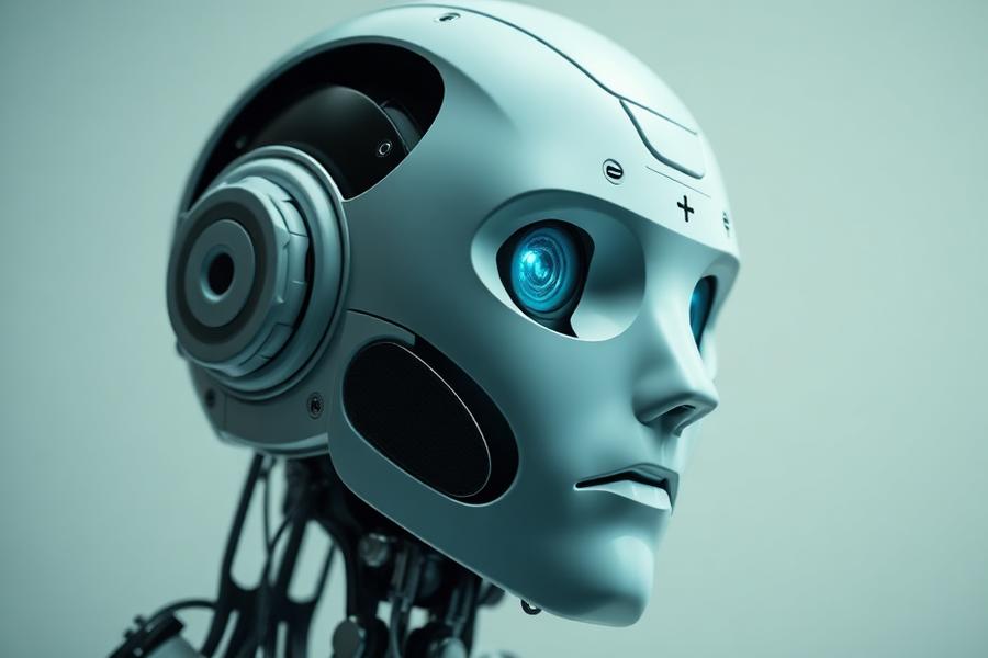 Close-up portrait of a humanoid robot